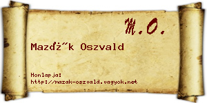 Mazák Oszvald névjegykártya